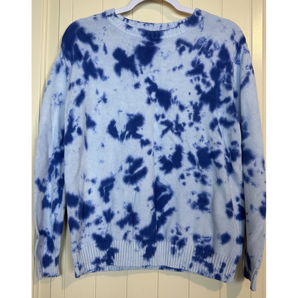 Wanna B blue tie dye womens 100% cotton sweater casual preppy school casual Sz M